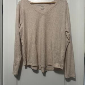 Sonoma Long Sleeve V Neck Tee XL Cream Beige Lightweight Casual Basic Top Women